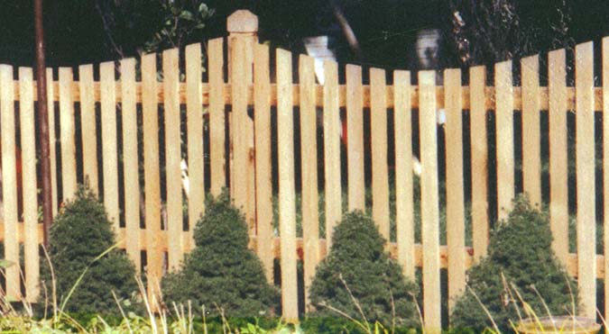 concave scalloped wood picket fencing