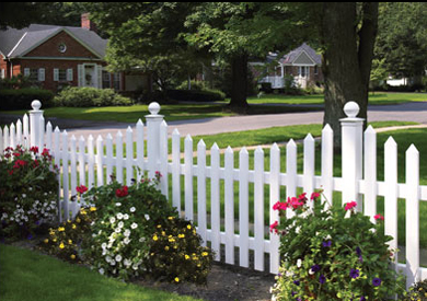 Vinyl picket fence installed on residential property in Waukesha